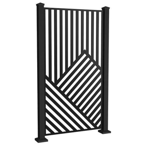 Black Twin Peaks Angle Privacy Screen with+Black+Posts