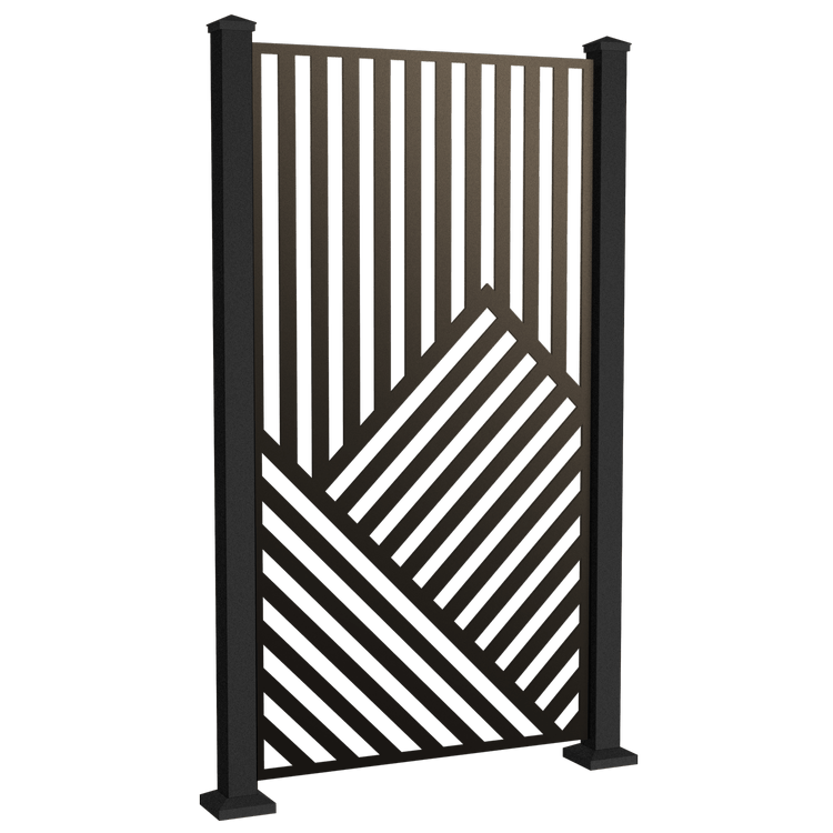 Bronze Twin Peaks Privacy Screen Angle with Black Posts