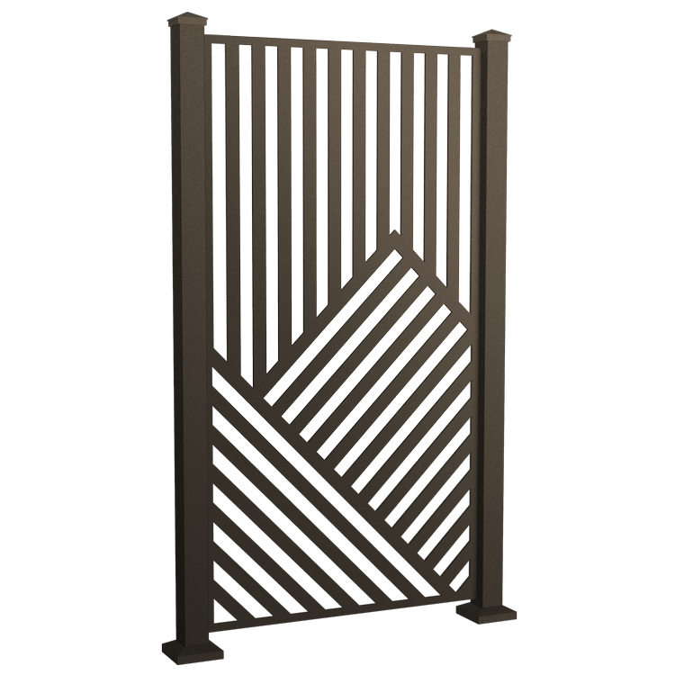 Bronze Twin Peaks Privacy Screen Angle with Bronze Posts