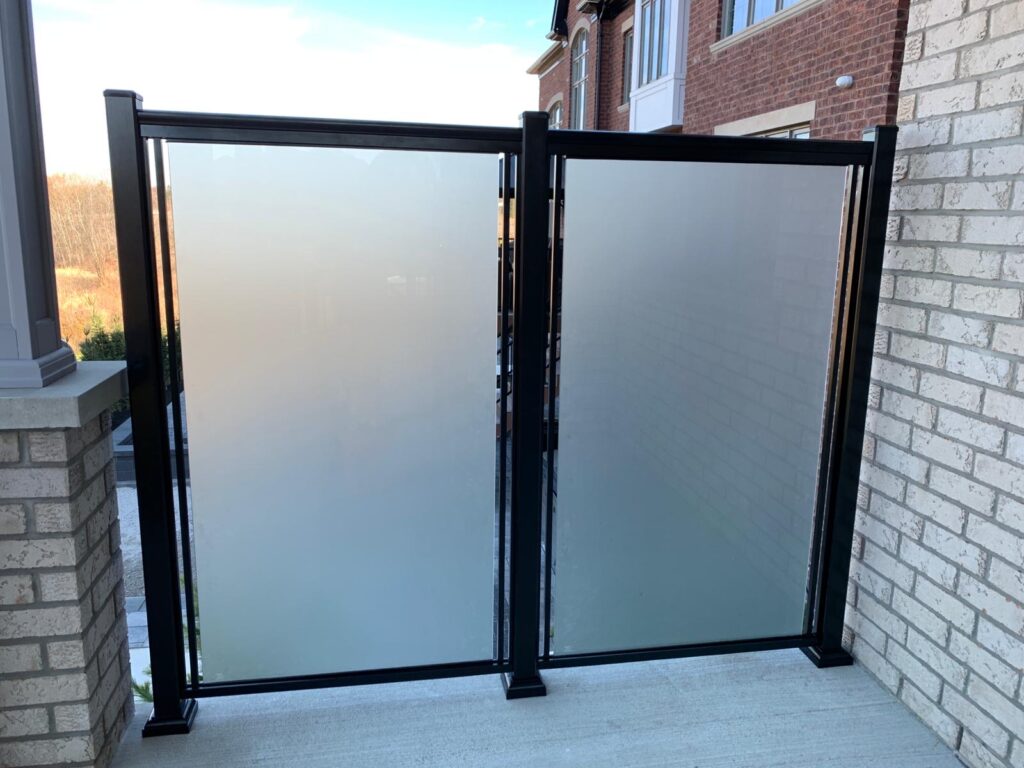 Frosted Glass Privacy Screen on deck