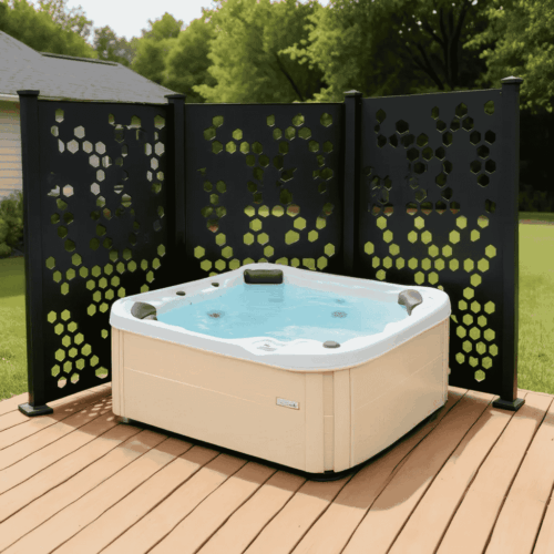 outdoor privacy screen installed around hot tub in vaughan